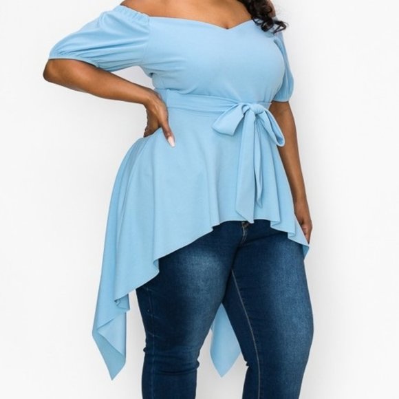 Gorgeous off the shoulder asymmetric hem T… - Picture 2 of 4